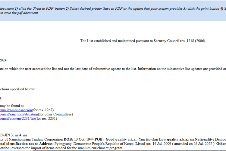 UNSCR Sanction List