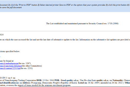UNSCR Sanction List